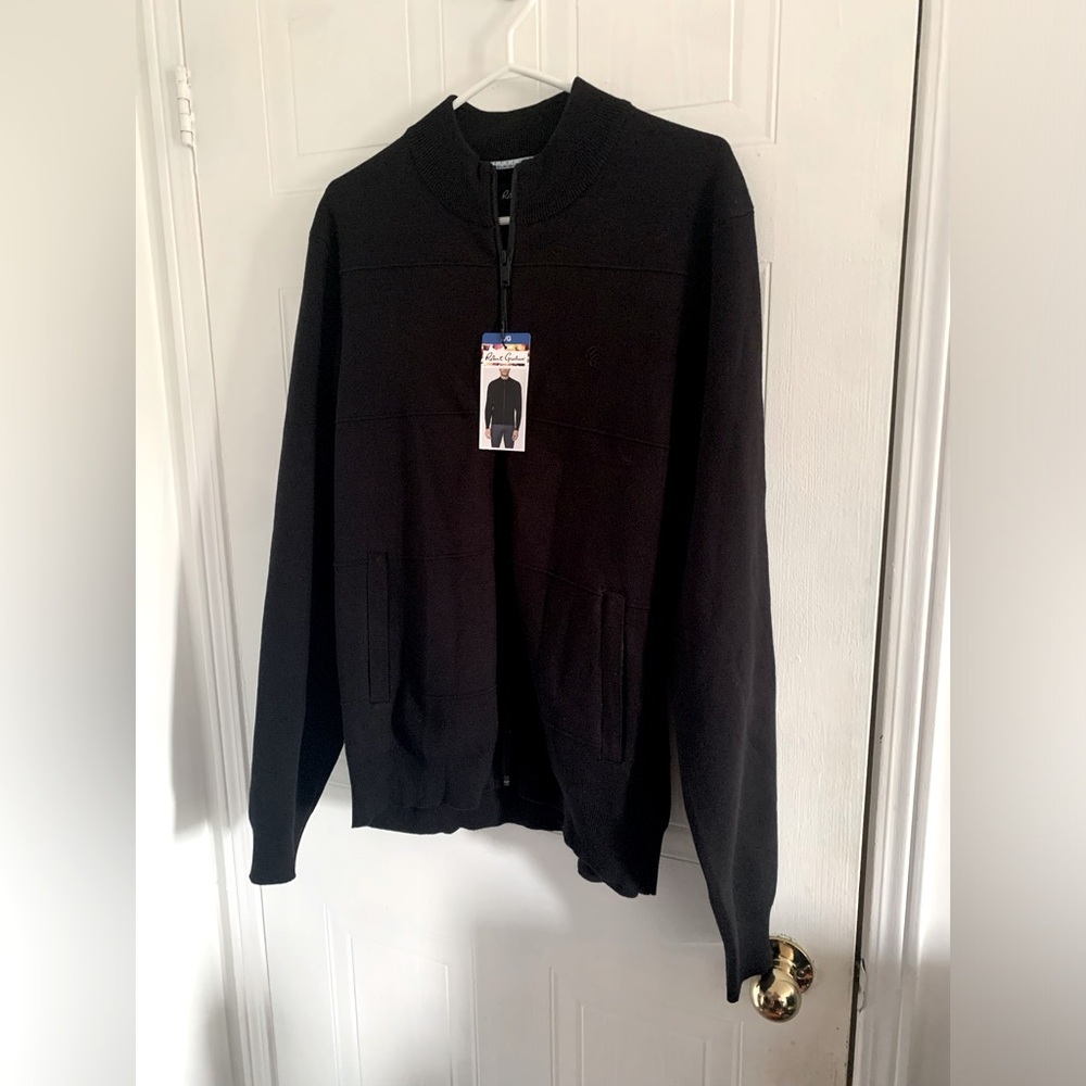 NWT Robert Graham Full Zip Sweater Black Size Large